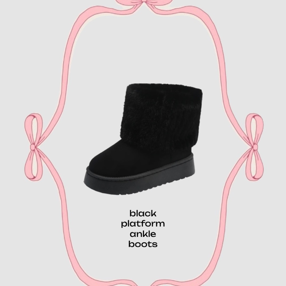 Black Short Tall Fur Boots